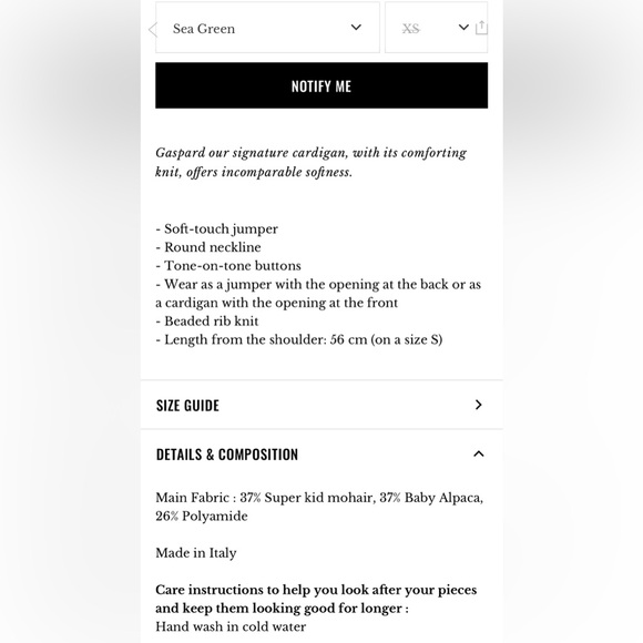 Sézane Gaspard Cardigan color Sea Bright Green, Size XS - Picture 4 of 7